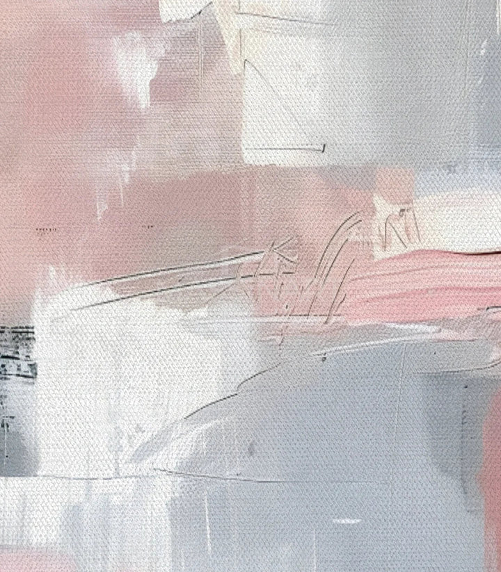 Tableau abstrait Rose en décoration séjour avec couleurs pastel Massinart