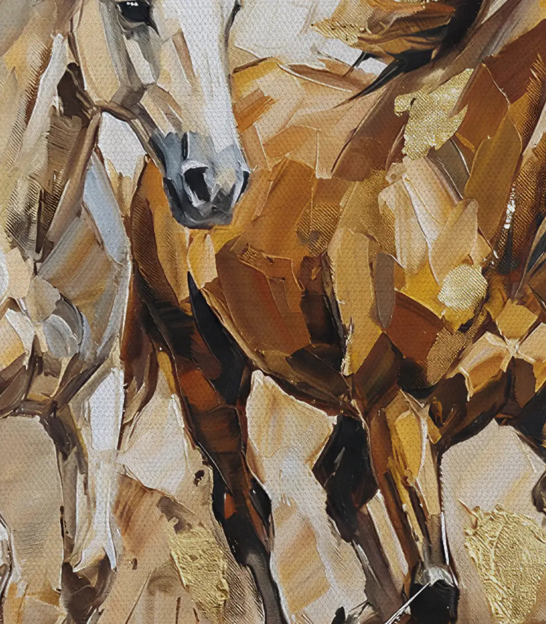 Tableau Sand Sprint détail peinture chevaux Massinart