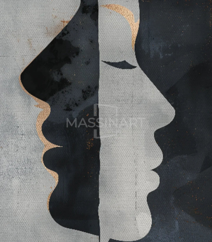 Tableau Inward Gaze Massinart — décoration séjour palette noir blanc doré