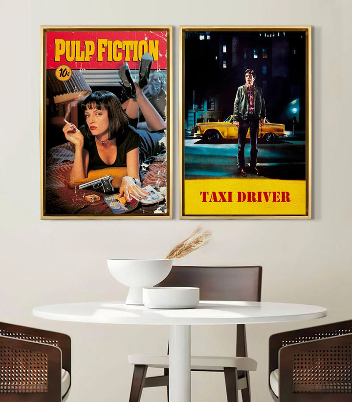 Tableau Taxi Driver affiche vintage jaune noir Massinart