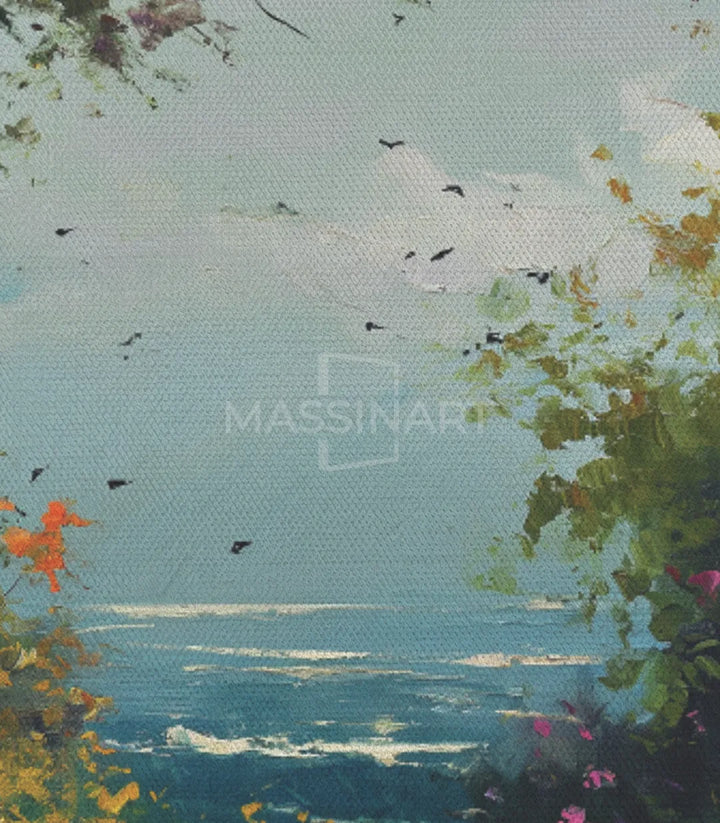 Tableau voûte paysage floral vue sur mer Massinart