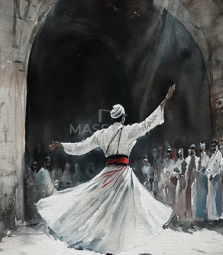 Tableau cadre noir salon, danse spirituelle Maroc, Massinart