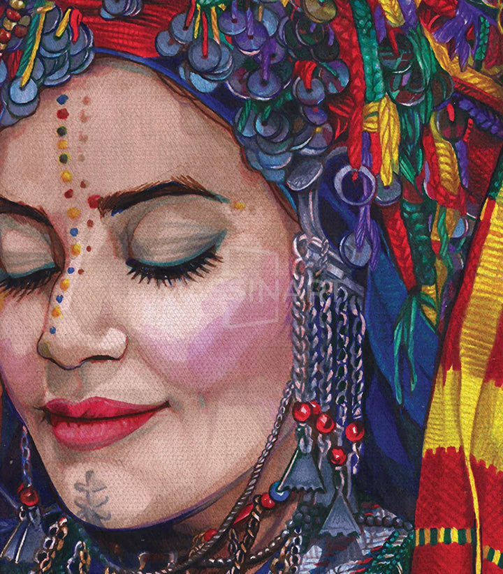 Décor salon avec tableau portrait femme berbère Massinart