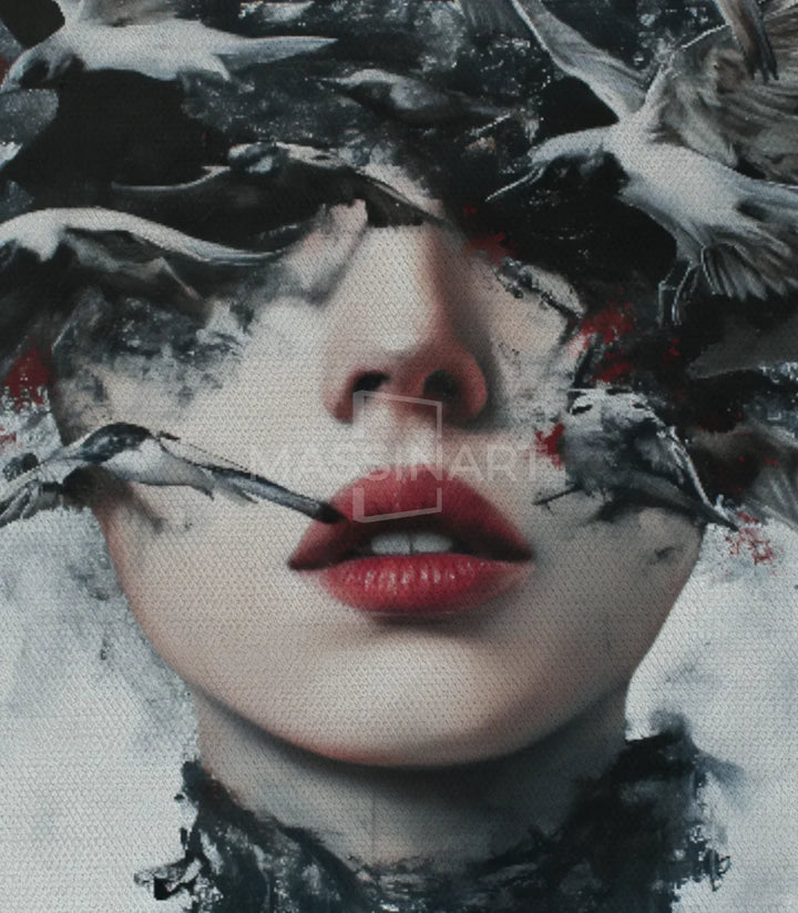 Tableau Wisp of Wings photo-art vertical noir blanc Massinart
