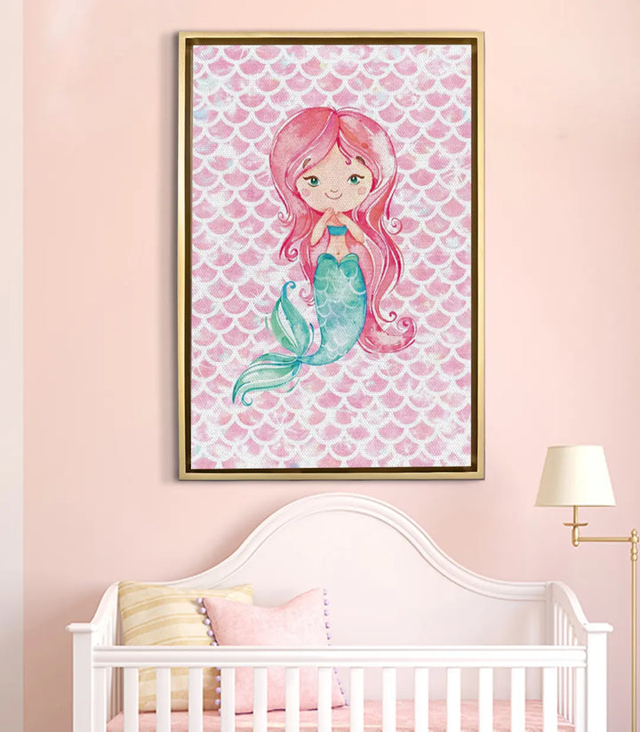 Tableau Mermaid mis en situation décoration chambre fille Massinart