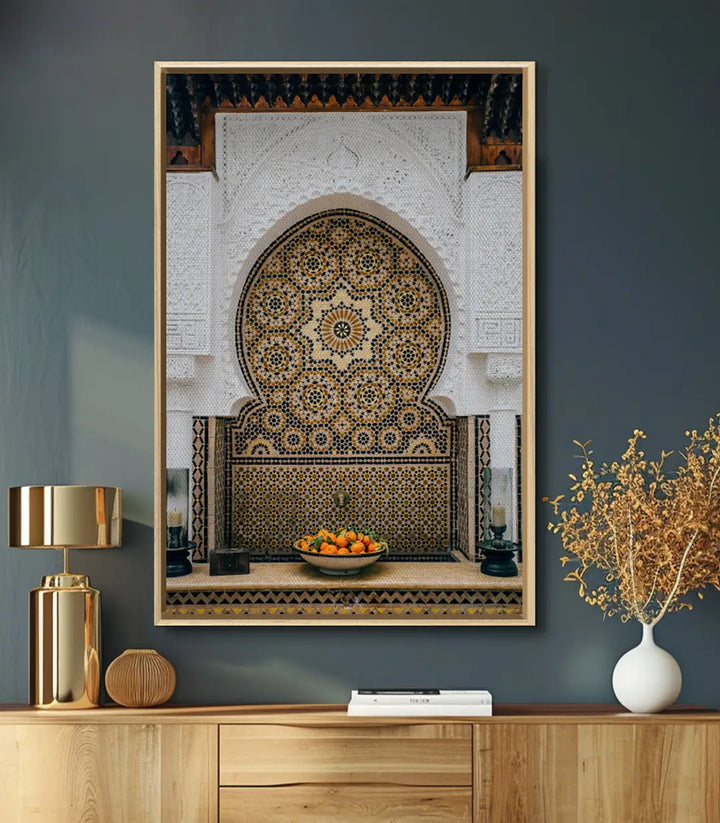 Mise en situation décoration intérieur, tableau architecture islamique marocaine — Massinart