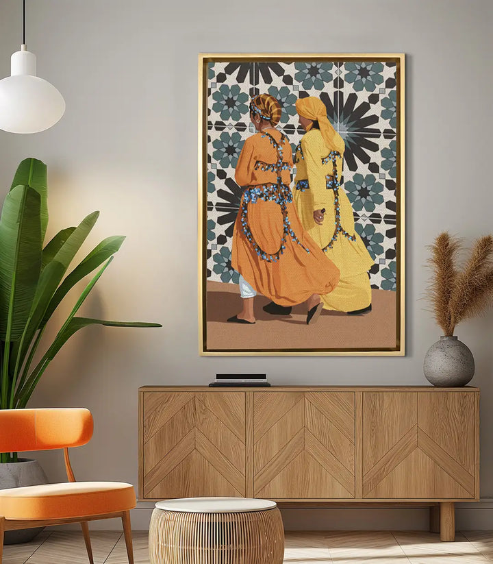 Tableau Ahidous Grace — mise en situation salon moderne, décoration intérieur Massinart