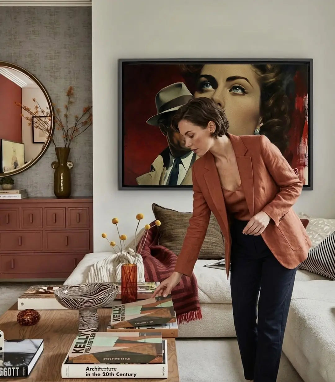 Tableau Casablanca — variante de mise en situation avec décoration salon Massinart