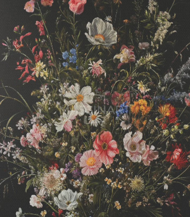 Tableau Wild Flowers style botanique noir Massinart