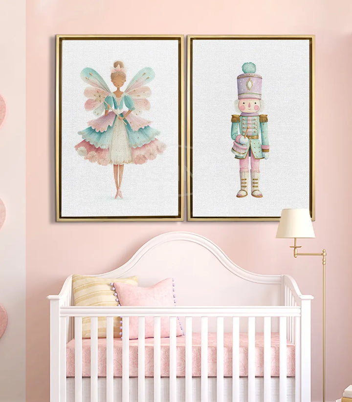Tableau Fairy Guard diptyque — Casse-noisette fantaisiste avec chapeau et costume perlé, Massinart