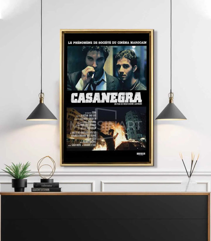 Tableau affiche cinéma Casanegra Massinart — détail typographie film marocain