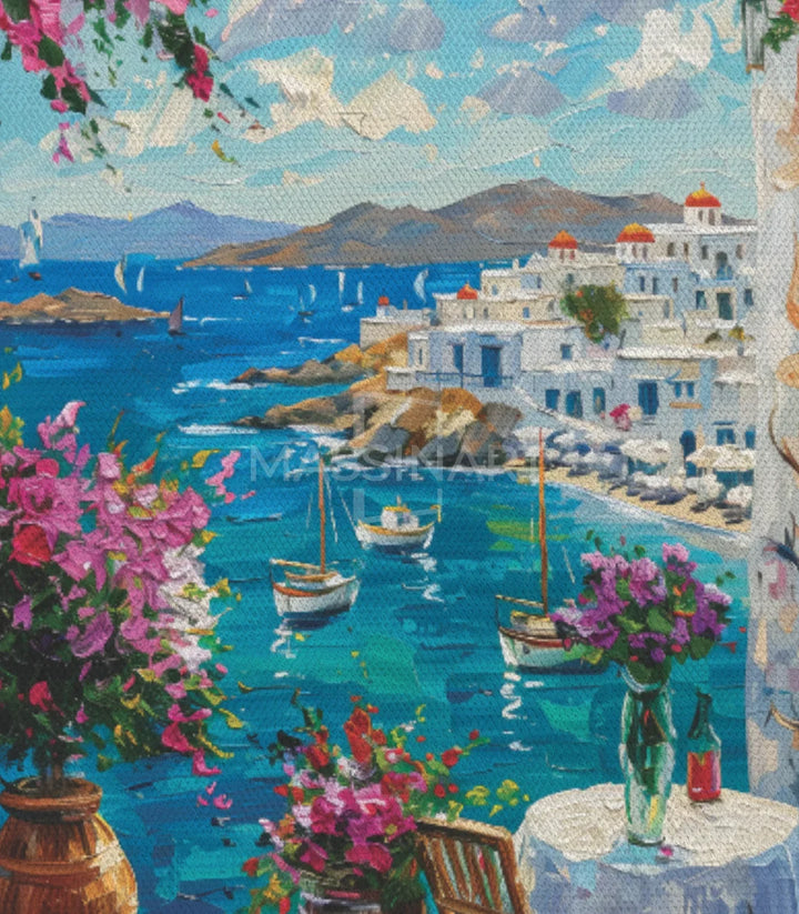 Tableau Mediterranean Balcony décoration intérieur chambre paysage Massinart