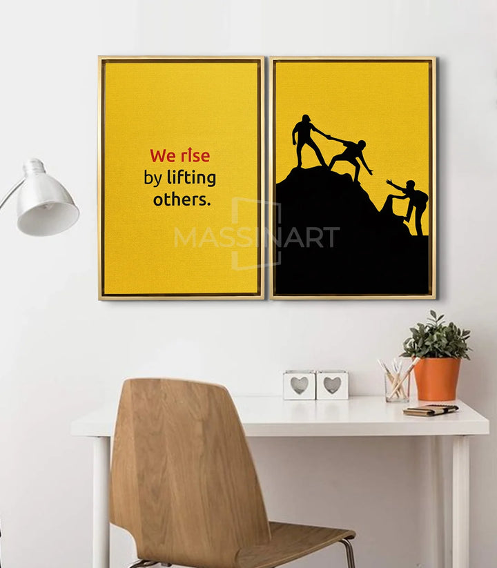 Tableau Push Upward diptyque — mise en situation bureau moderne Massinart