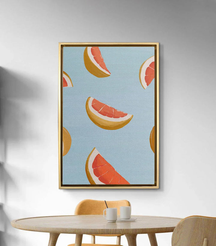 Tableau Orange Slices en mise en situation couloir moderne Massinart