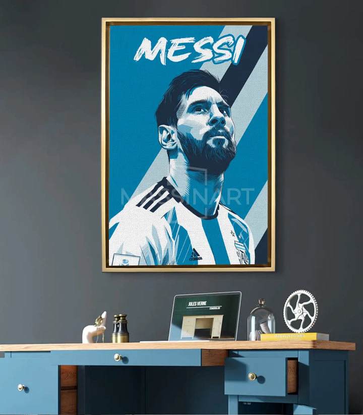 Mise en situation Tableau Messi décoration bureau moderne Massinart