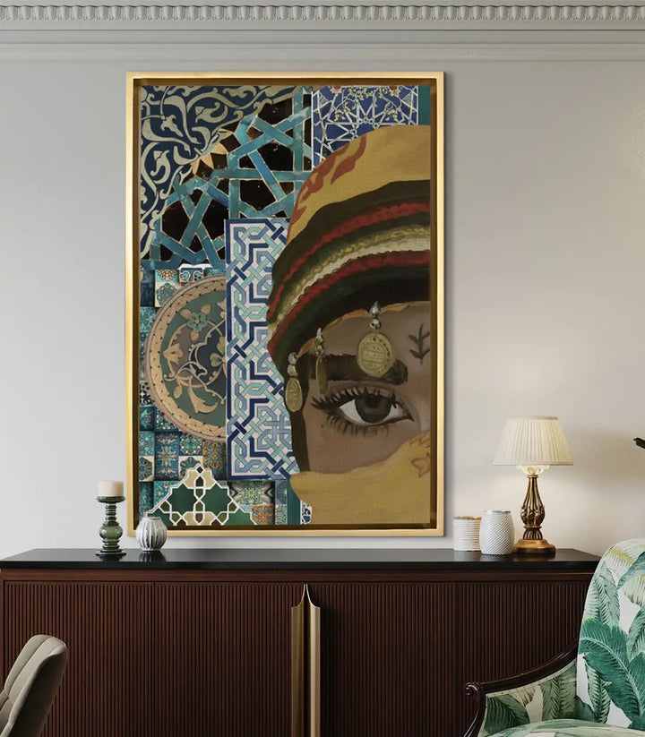Tableau Eye of Heritage mise en situation salon marocain Massinart