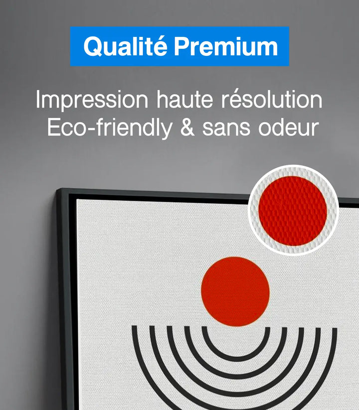 Tableau Red Signal diptyque Massinart — mise en situation salon moderne minimaliste