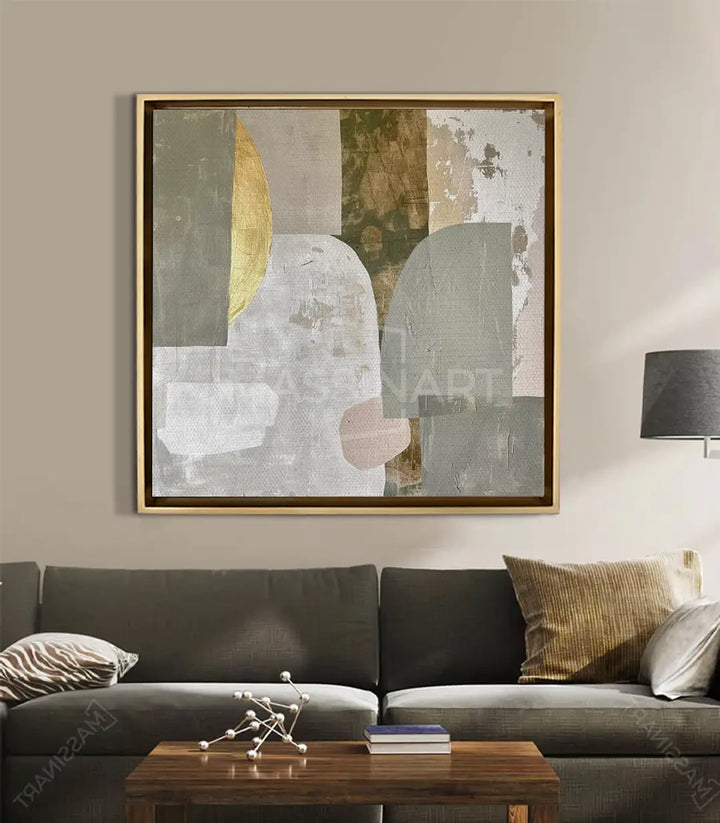 Tableau Still Layers mise en situation salon moderne, décoration murale minimaliste — Massinart