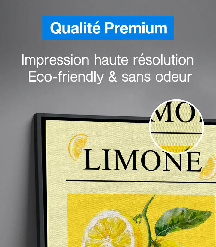Mise en situation chambre moderne — Tableau Limone Energy décoration murale jaune moutarde Massinart