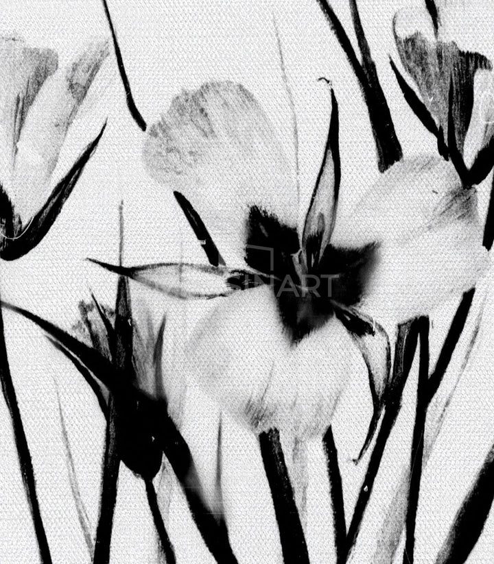 Tableau Dark Petals mise en situation salon gris Massinart