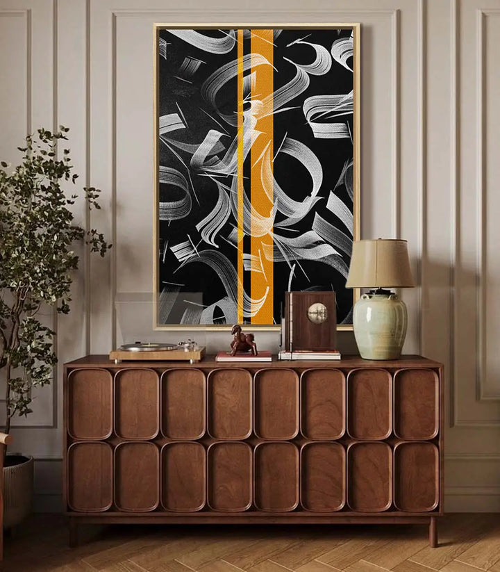 Tableau Golden Script Massinart — art mural abstrait géométrique intérieur