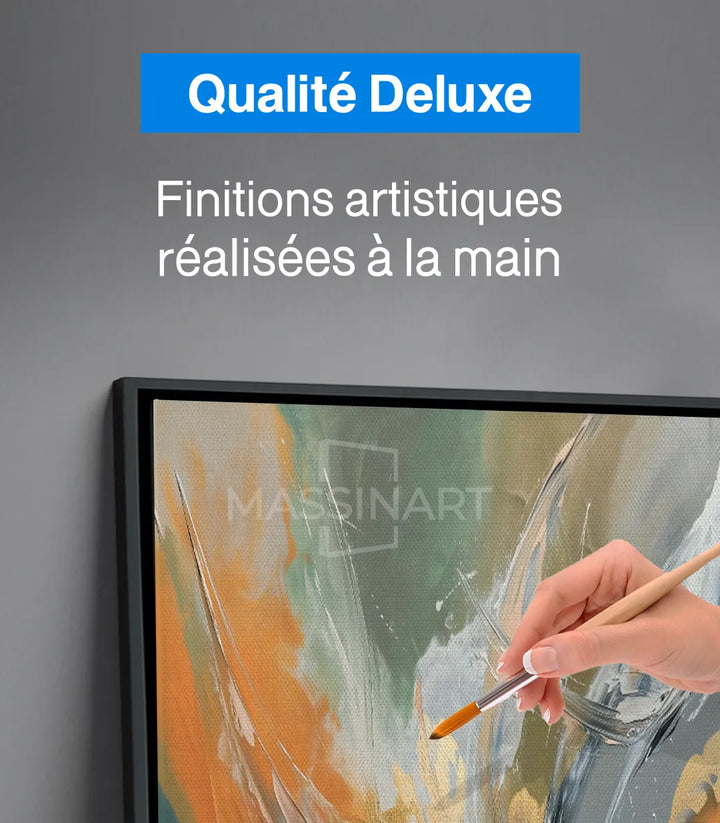 Tableau abstrait Unleashed chambre à coucher, palette terracotta beige, Massinart