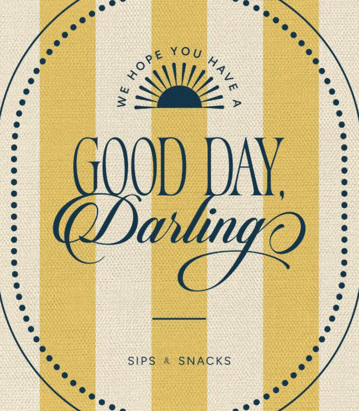 Tableau typographie « Good Day Darling » — design rayé jaune blanc Massinart