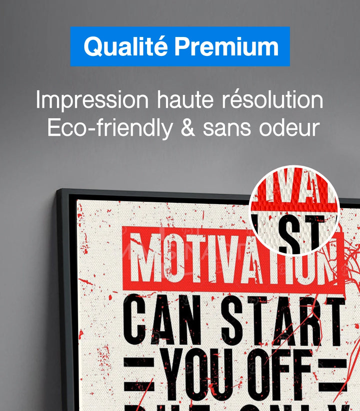 Tableau texte motivant Discipline Over Motivation encadré Massinart