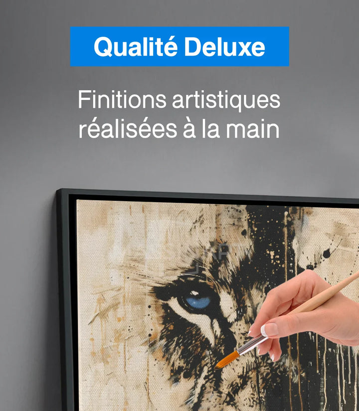 Mise en scène bureau contemporain avec tableau lion Hungry Massinart