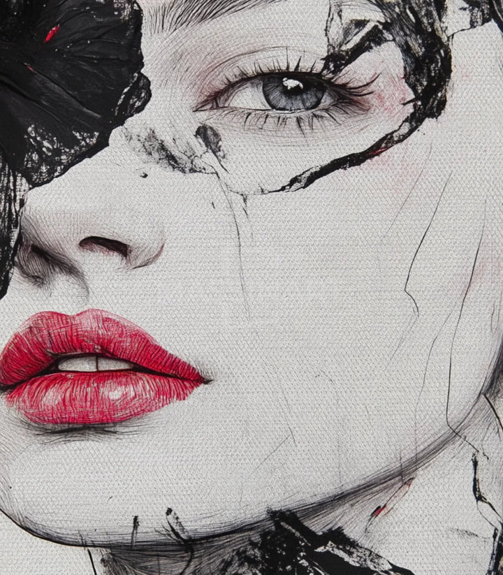 Tableau portrait femme art figuratif horizontal Massinart