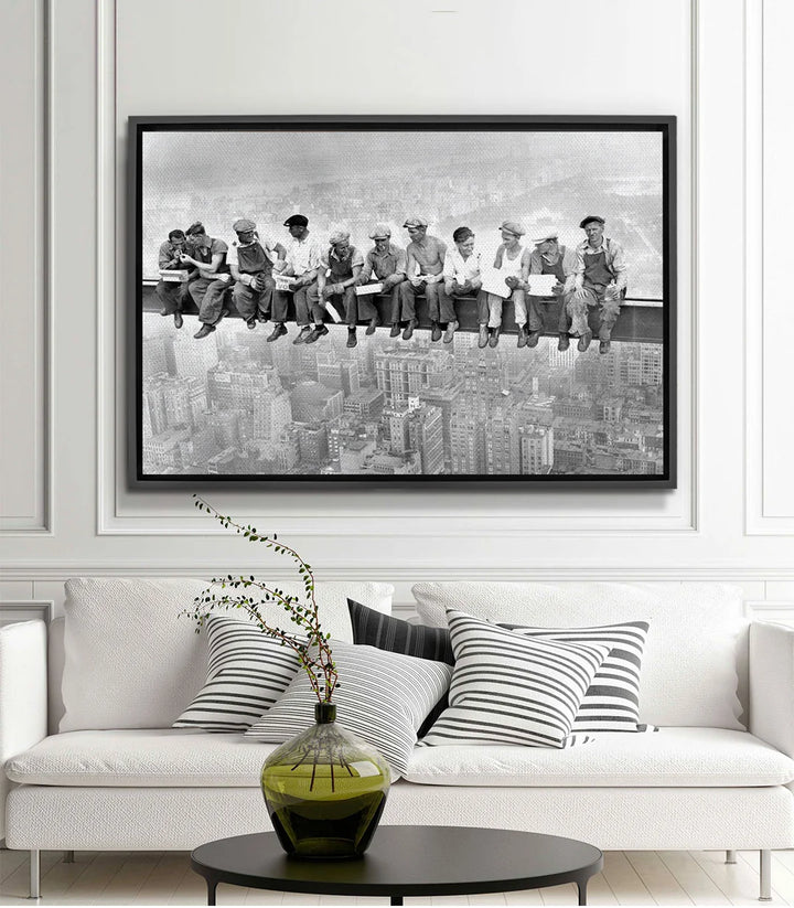 Mise en situation salon moderne — Tableau ouvriers construction vintage Massinart
