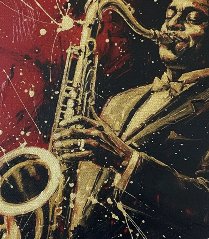 Tableau saxophoniste jazz style expressionniste dynamique Massinart