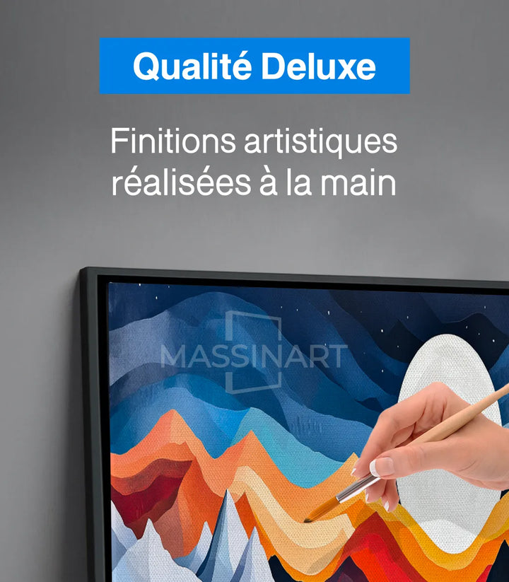Tableau Moonlit Peaks decoration murale paysage montagneux bleu Massinart