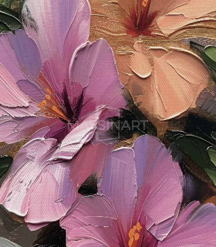 Tableau Blushing Petals Massinart — mise en situation chambre décoration florale