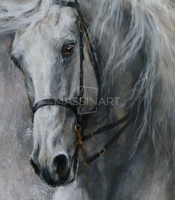 Tableau portrait de cheval vertical Massinart — emballage livraison prêt à accrocher