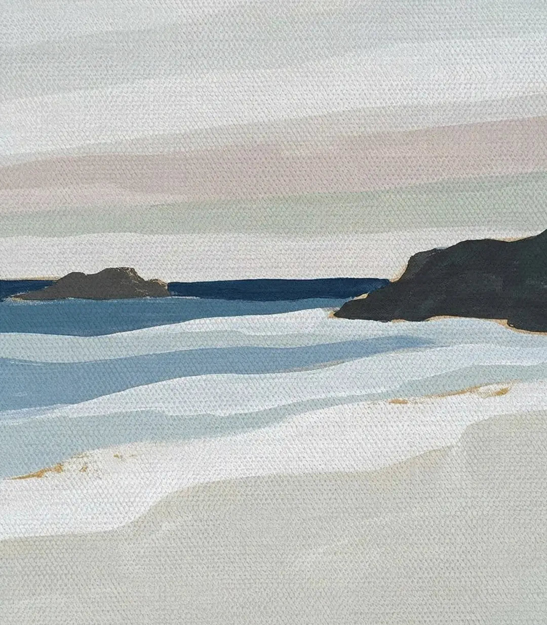 Tableau Layered Shore détail cadre noir paysage abstrait Massinart