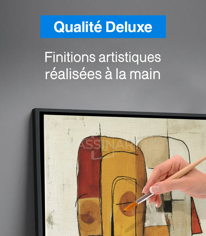 Tableau Intersect en mise en situation séjour contemporain, tableau mural Massinart