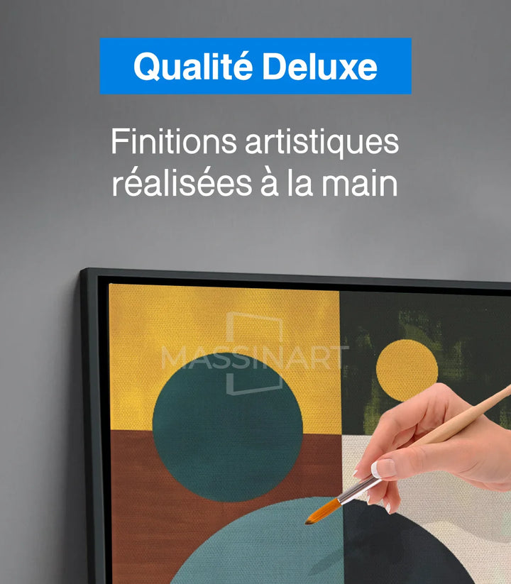 Détail tableau formes géométriques Massinart — cercles bleu terracotta beige