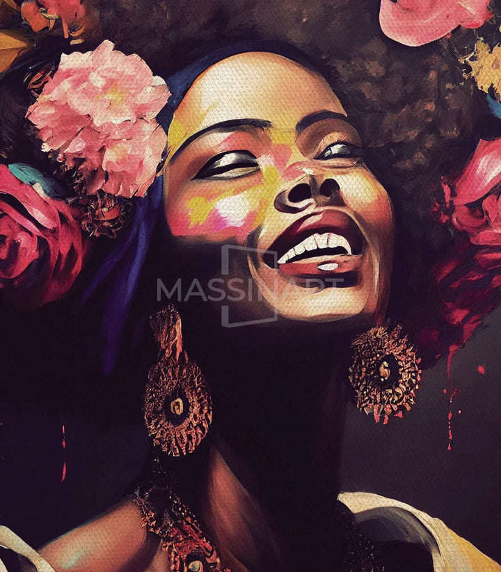 Salon marocain tableau portrait africain couleurs éclatantes Massinart