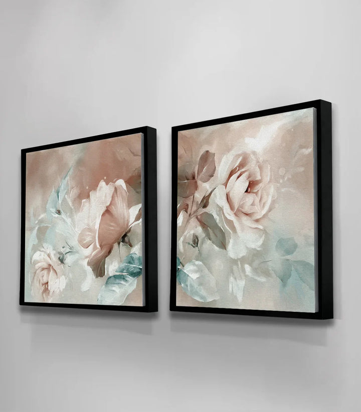 Tableau Bloom diptyque en situation salon moderne — mise en lumière naturelle Massinart