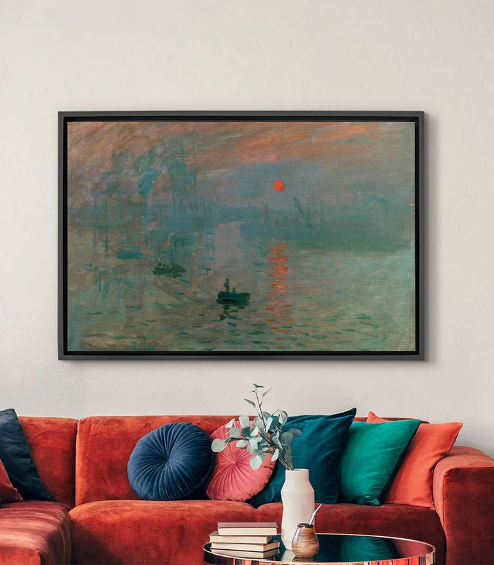 Mise en situation salon moderne Impression Soleil Levant Massinart