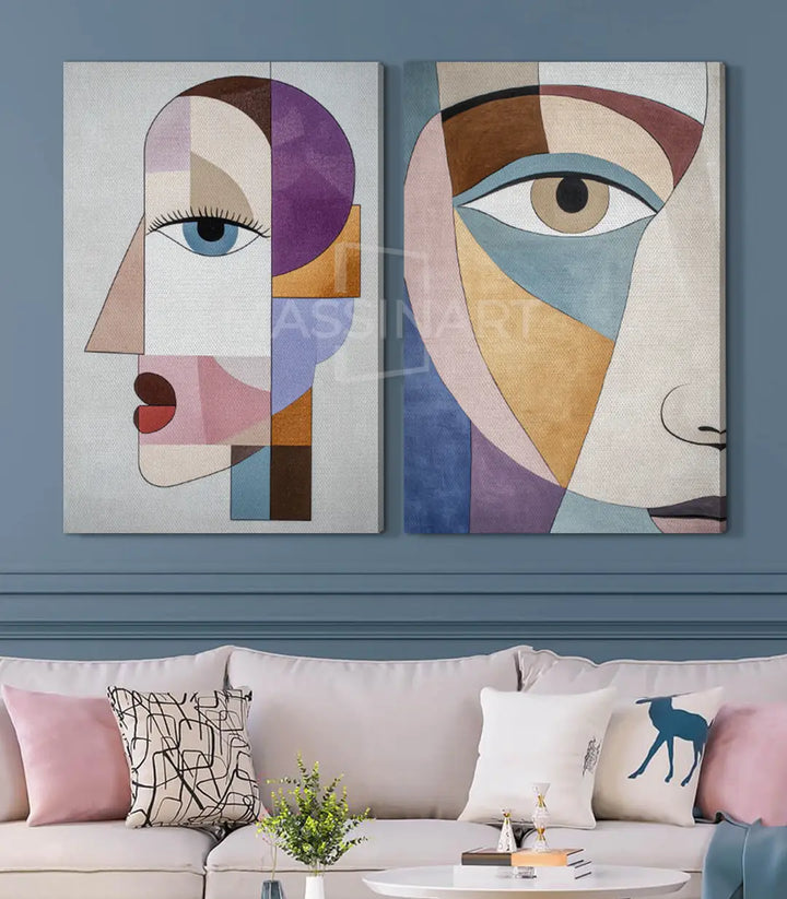Tableau Cubic Stare - détail visage droit oeil expressif Massinart
