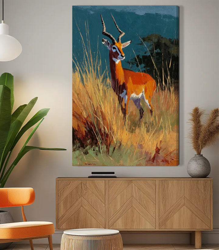 Tableau Edge Watcher détail antilope expressionniste, technique peinture Massinart