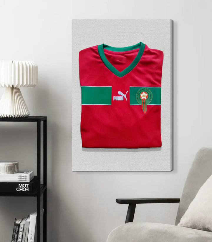 Tableau maillot football Maroc rouge et vert Puma design sportif Massinart