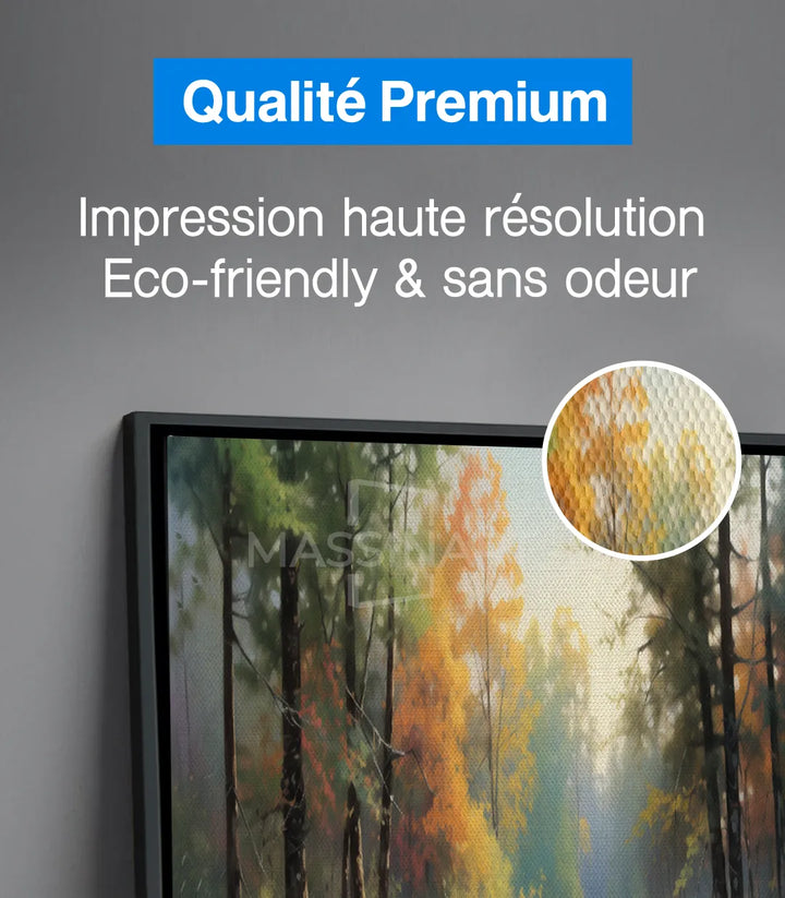 Mise en situation séjour Tableau Riverside Massinart — tableau paysage nature
