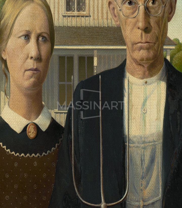 Tableau American Gothic détail expression réaliste Massinart