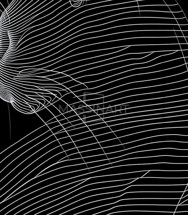 Tableau chat noir blanc Massinart — composition minimaliste et intemporelle