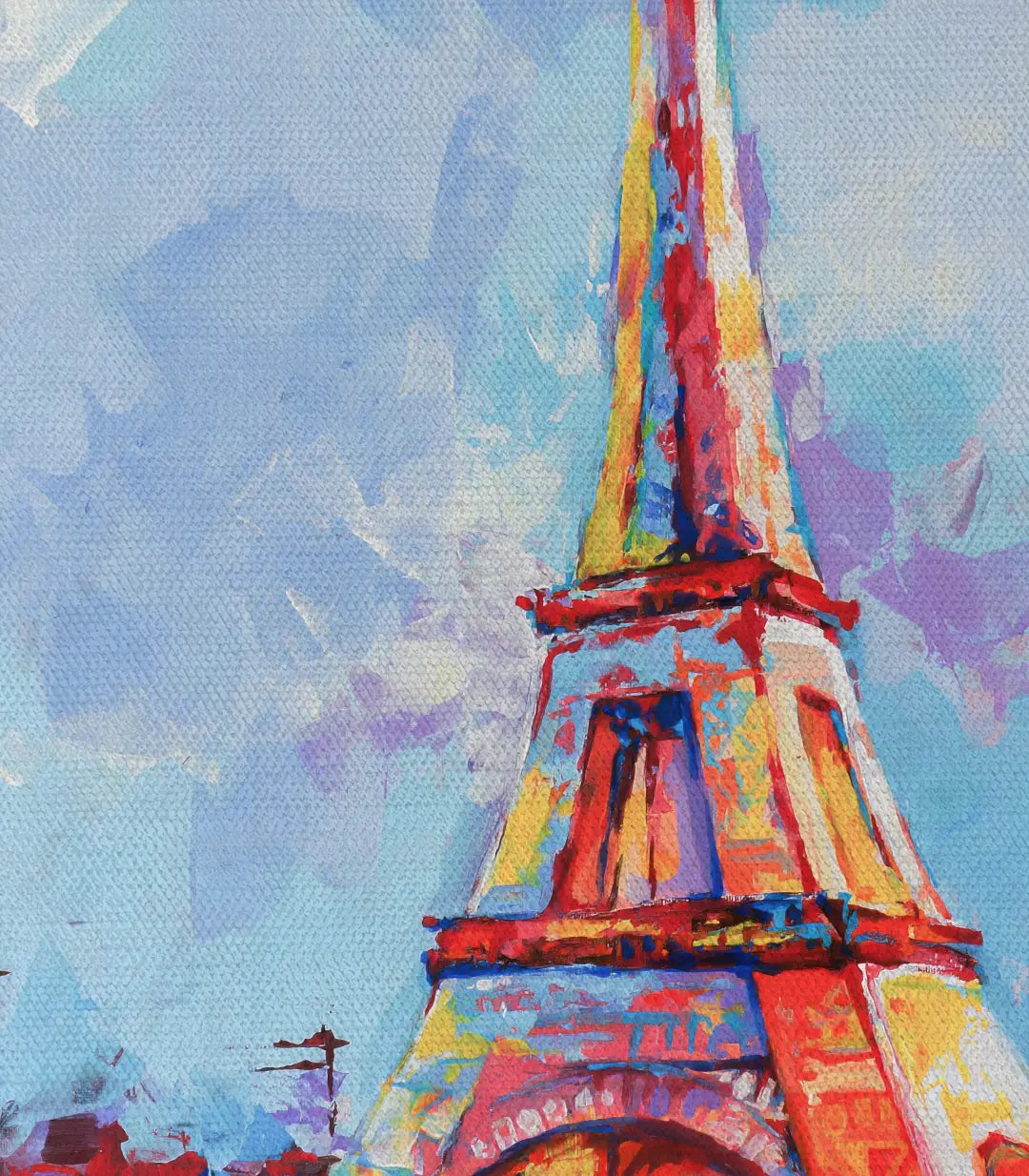 Détail peinture Tour Eiffel expressionniste technique acrylique texture — Massinart