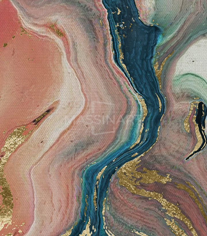 Tableau Stream triptyque détail veines dorées marbre Massinart