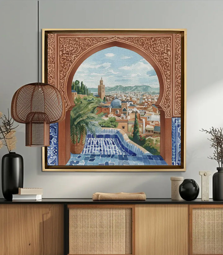 Mise en situation Tableau Médina salon marocain moderne Massinart
